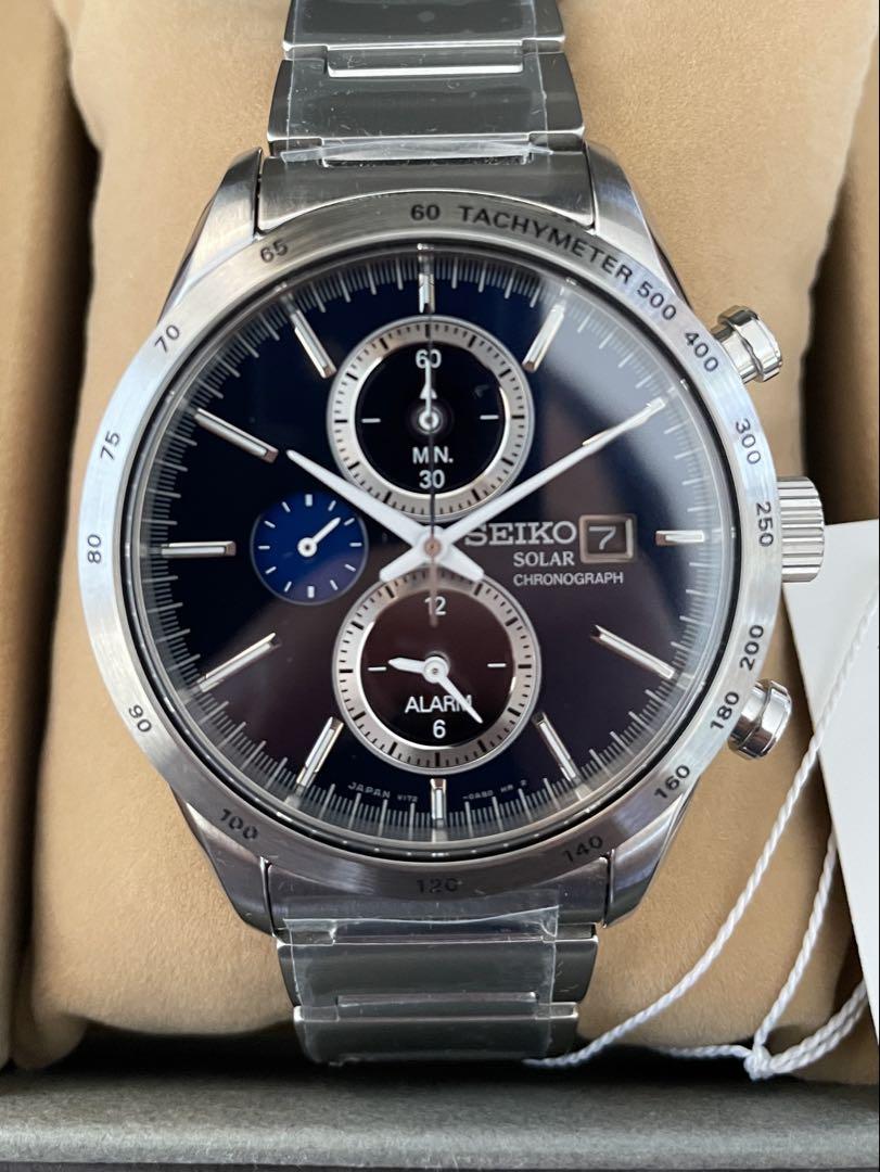 SEIKO Solar Chronograph ダークブルー　v172-0ap0