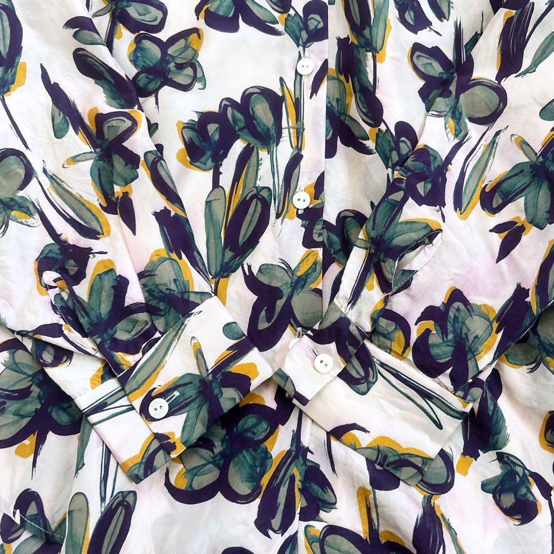 訳あり特価 TOMORROWLAND シルククローバープリント ボウタイブラウス 訳あり特価 TOMORROWLAND シルククローバープリント ボウタイ