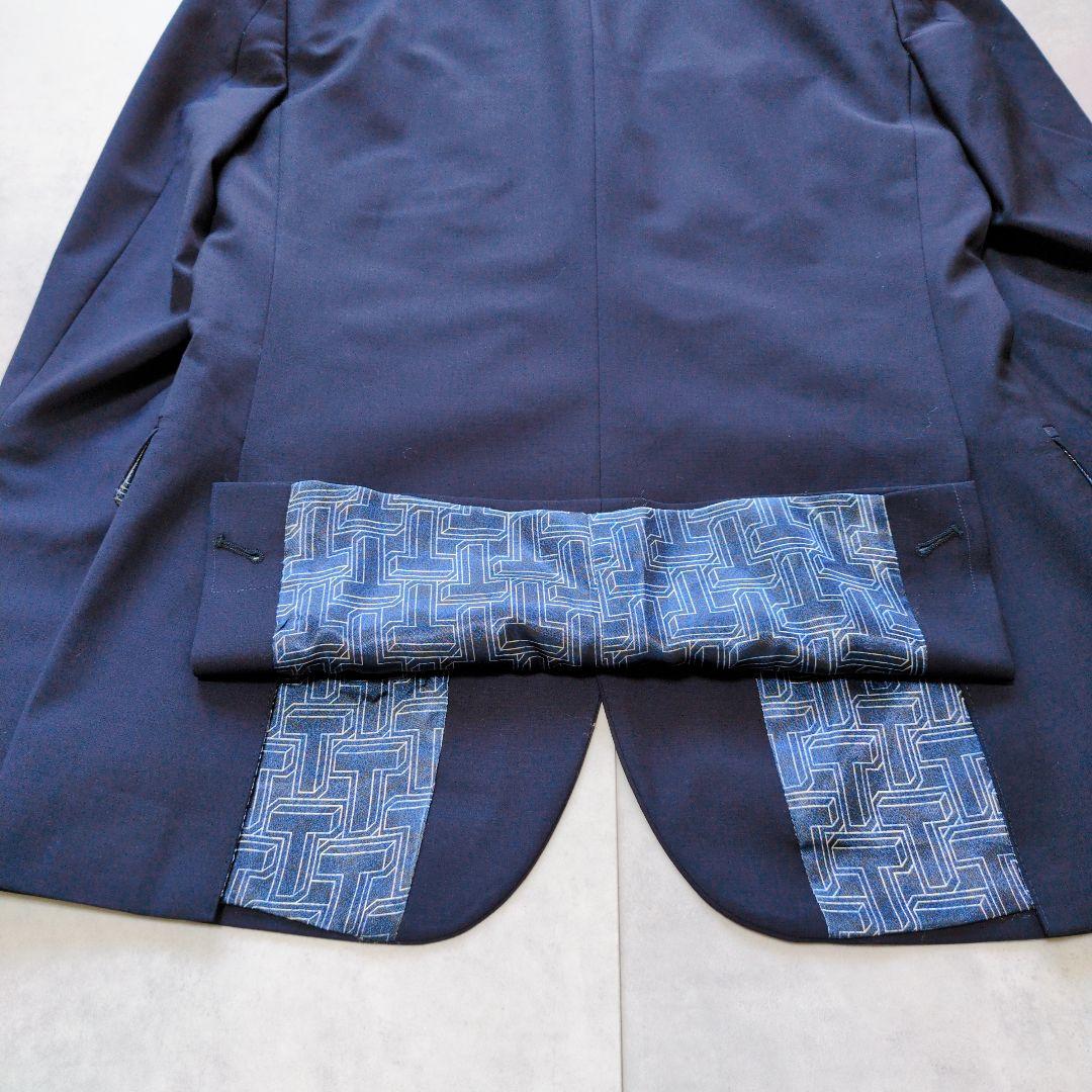 完品✨️男子　フォーマルスーツ　165cm相当　ネイビー　裏地総柄　卒服　お洒落
