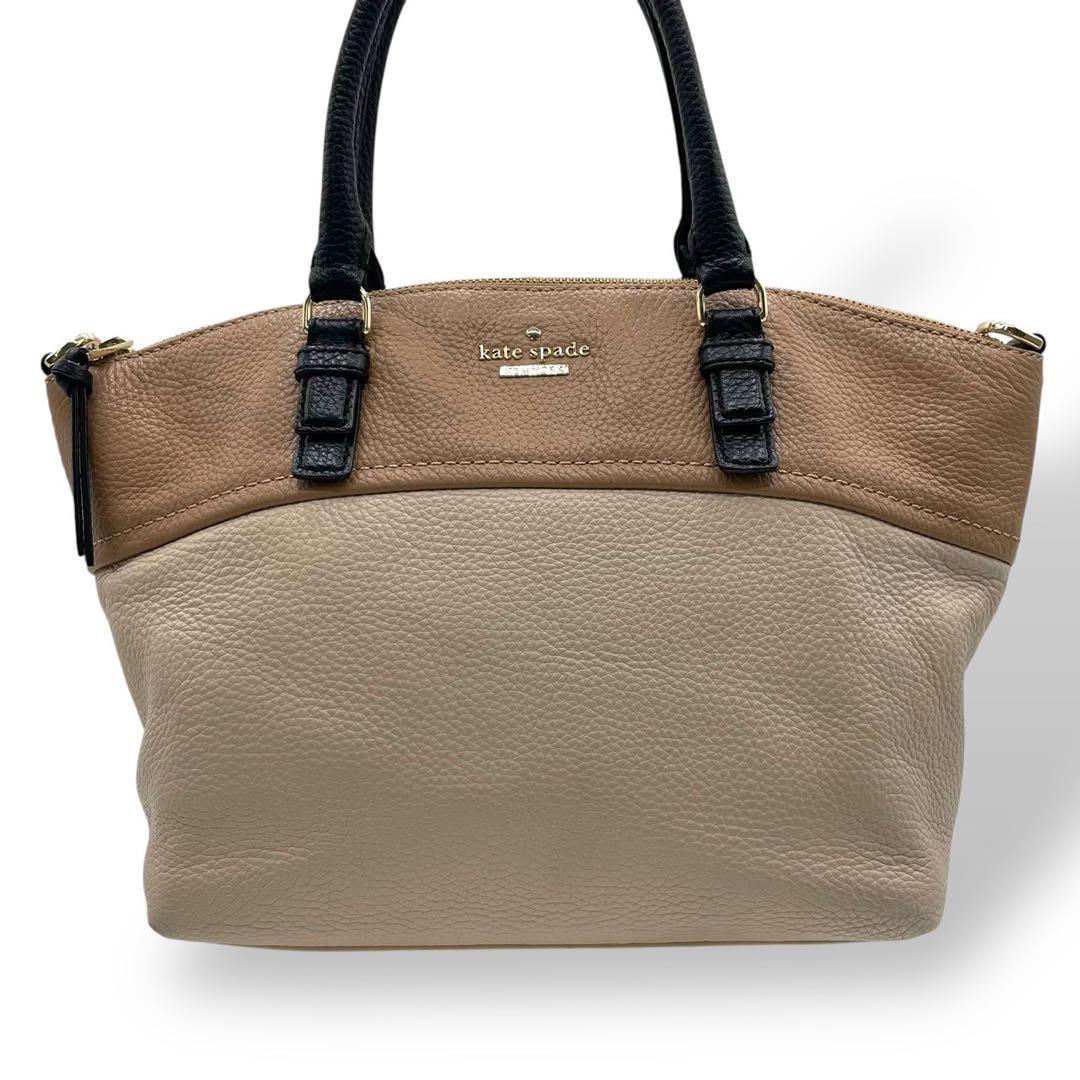 美品　ケイトスペード　2way ショルダーバッグ　レザー　バイカラー　茶