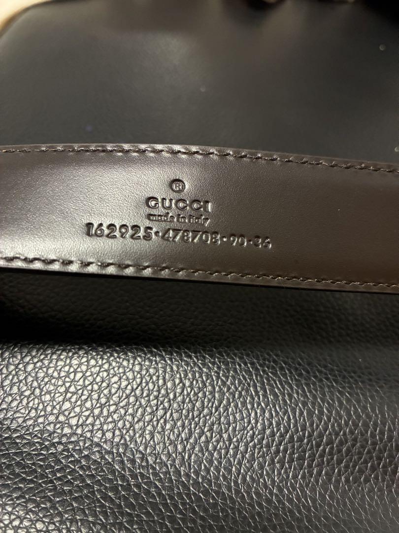 Gucci クリーム レザーベルト ロゴプレート付き