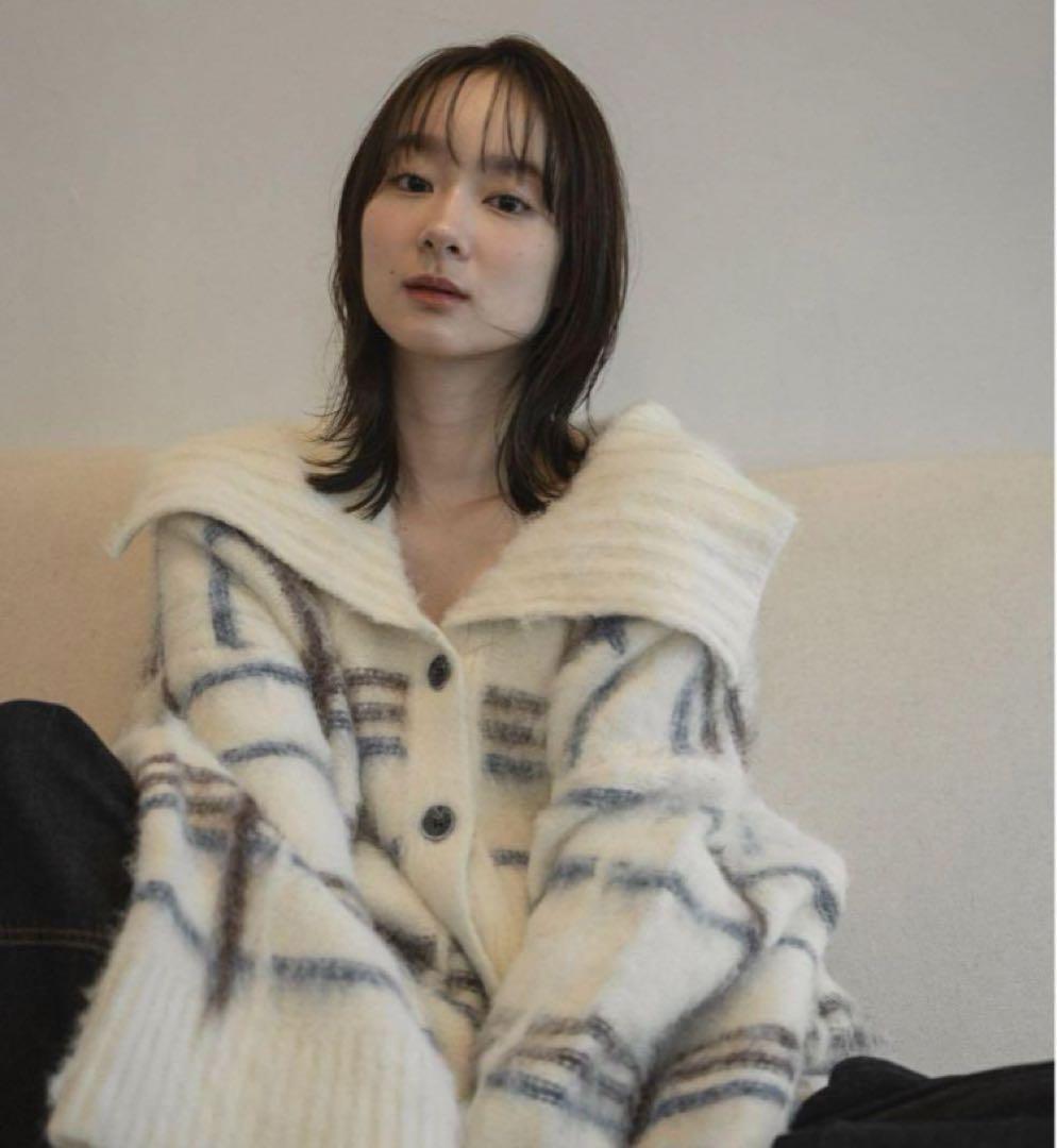 mideal plaid pattern cardigan Blue