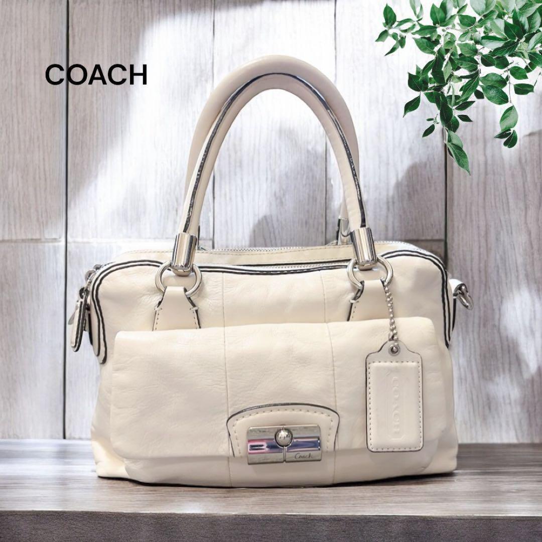 美品 COACH ハンドバッグ 本革 レザー アイボリー 金具 10212 COACH コーチ バッグ 新作セール 2way 斜め掛け トートバッグ