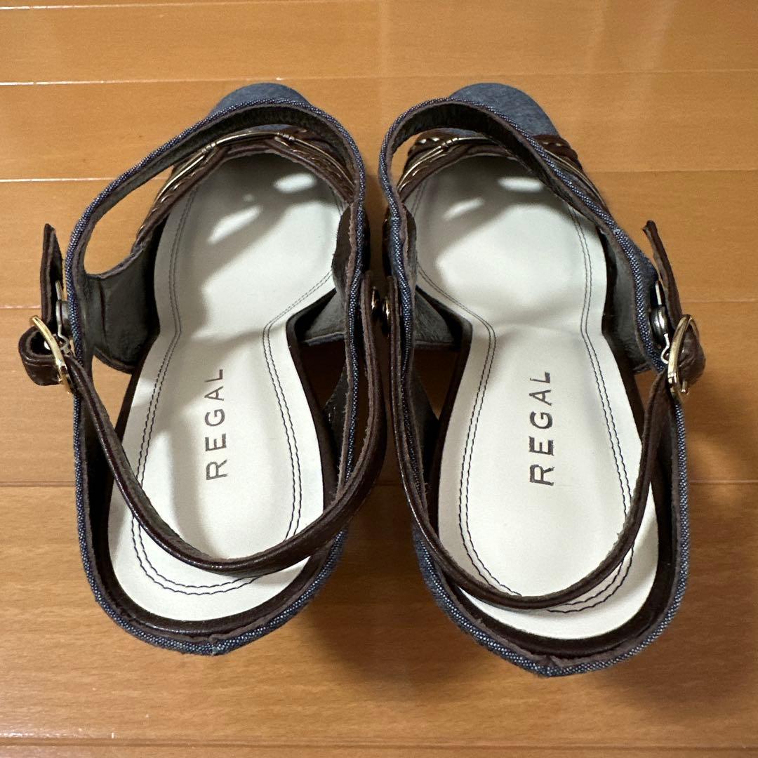 REGAL デニム・ブラウン サンダル ヒール7cm レディース