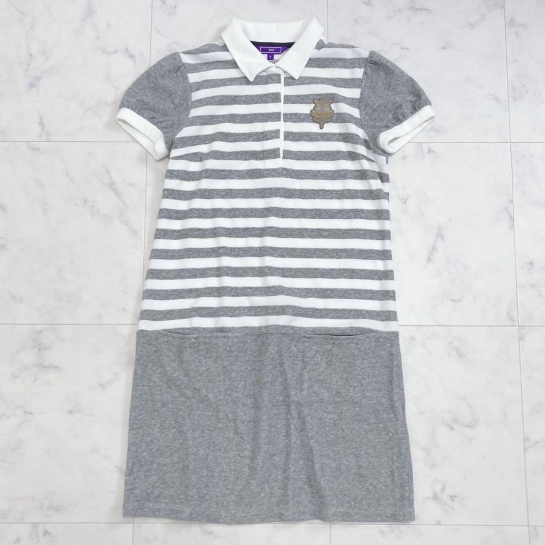 BEAMS GOLF ポロシャツワンピース パイル ボーダー S ゴルフウェア