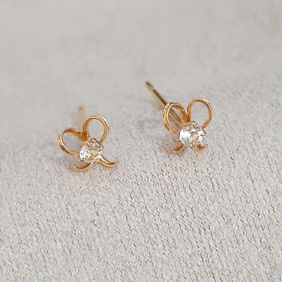 エテ K18YG リボン ピアス