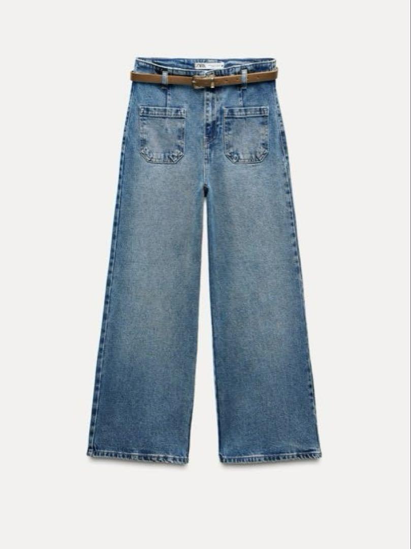 ZARA ザラ ハイウエストジーンズ クロップド丈 ワイドレッグ