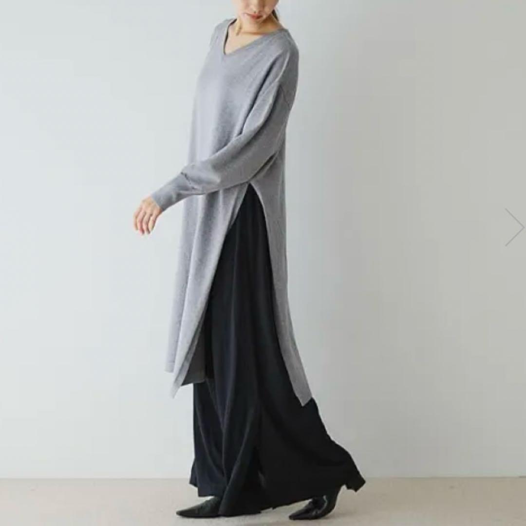 【美品】ドレスハーセルフ ニットワンピース ロングスリット シルク混 近年