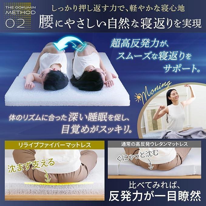 GOKUMIN 折りたたみ リライブファイバーマットレス 厚さ9cm ダブル