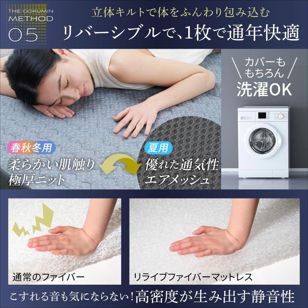 GOKUMIN 折りたたみ リライブファイバーマットレス 厚さ9cm ダブル