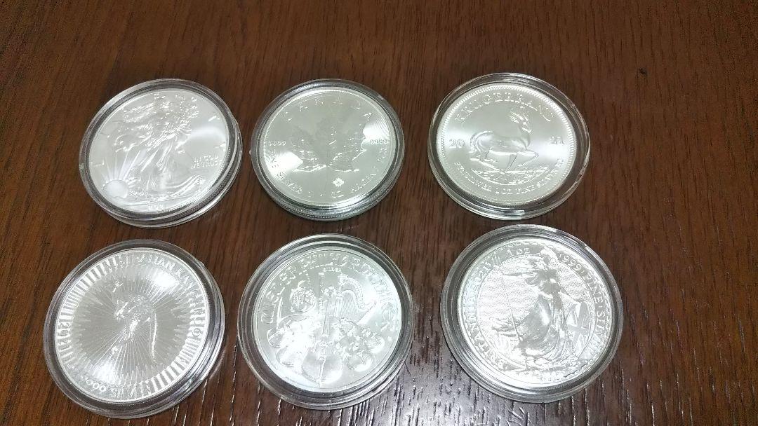 人気の春夏純銀1oz銀貨6枚とコインホルダー10枚セット 旧貨幣/金貨