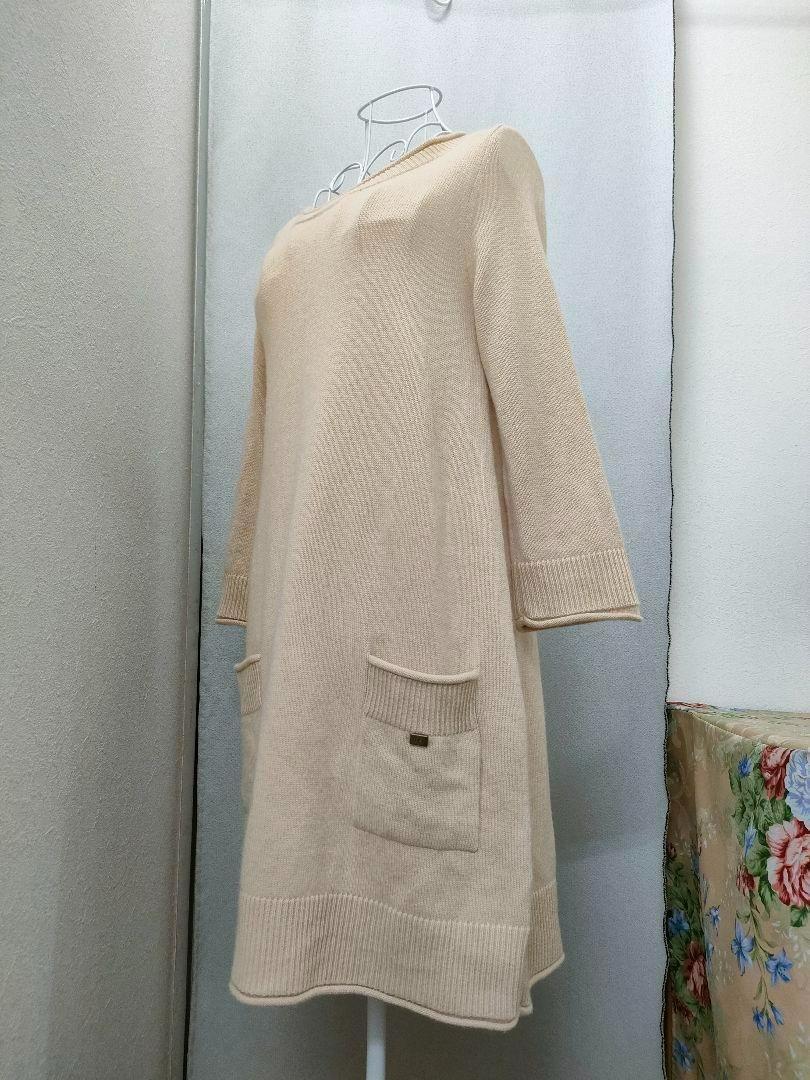 フォクシー　ベージュ　カシミヤ　ニットワンピース　チュニック