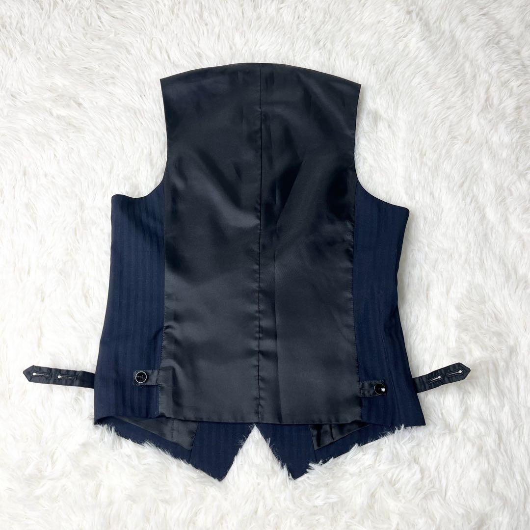 【美品】 スーツセレクト ネイビー ストライプ 3ピース スーツ Y4 Sサイズ
