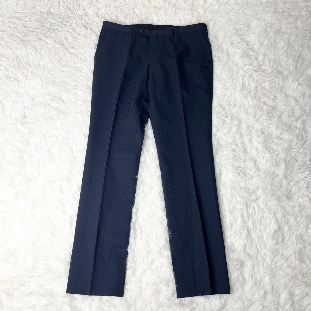 【美品】 スーツセレクト ネイビー ストライプ 3ピース スーツ Y4 Sサイズ