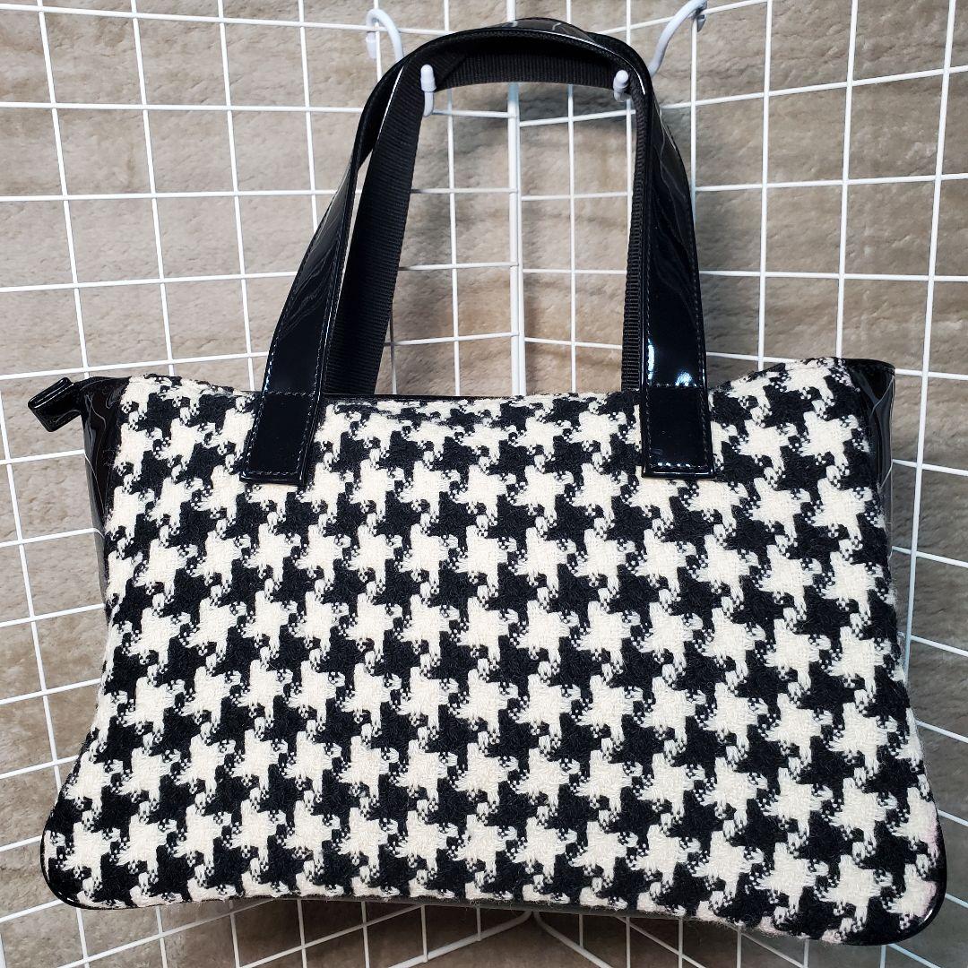 【美品】マリークワント トートバッグ ツイード 千鳥格子 A4収納