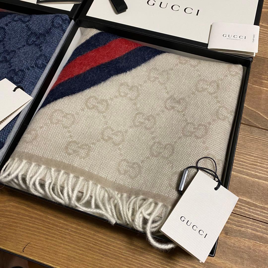 カシミヤGUCCIマフラー マフラーのみ グッチマフラー カシミヤ