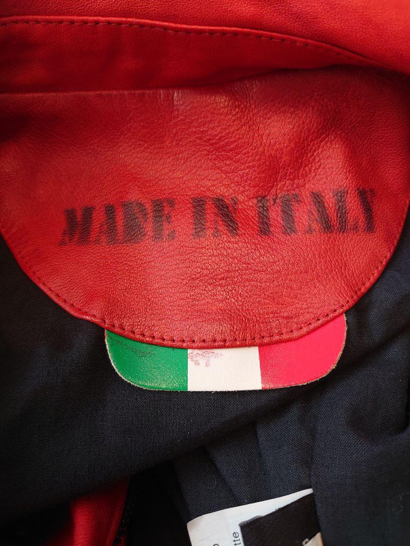 レッド系,M【海外限定】ジャケット 本革 イタリア製 赤 レッド ...