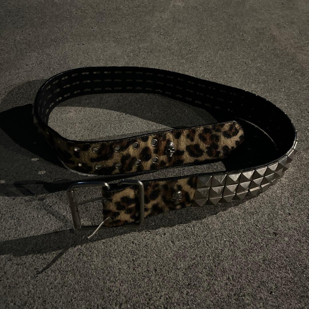 【SPECIAL】スカル ヒョウ柄 スタッズベルト archive 平成 パンク