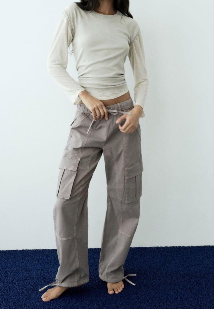 ZARA TRF カーゴパンツ ザラ トップスステッチパンツ 送料込