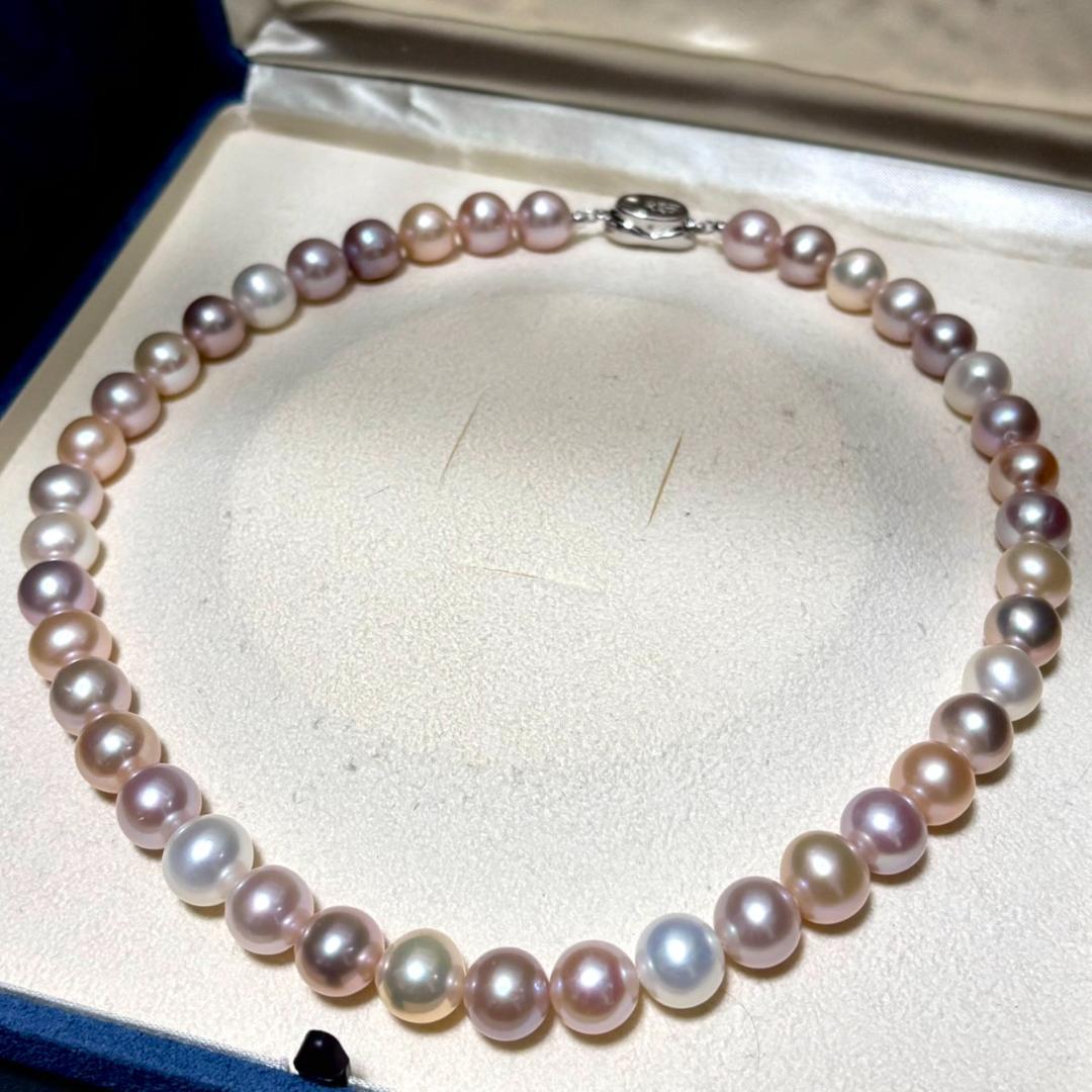 【テリ強】本真珠 パール マルチカラー ネックレス 62g シルバー金具 【テリ強】本真珠 パール マルチカラー ネックレス 62g シルバー金具