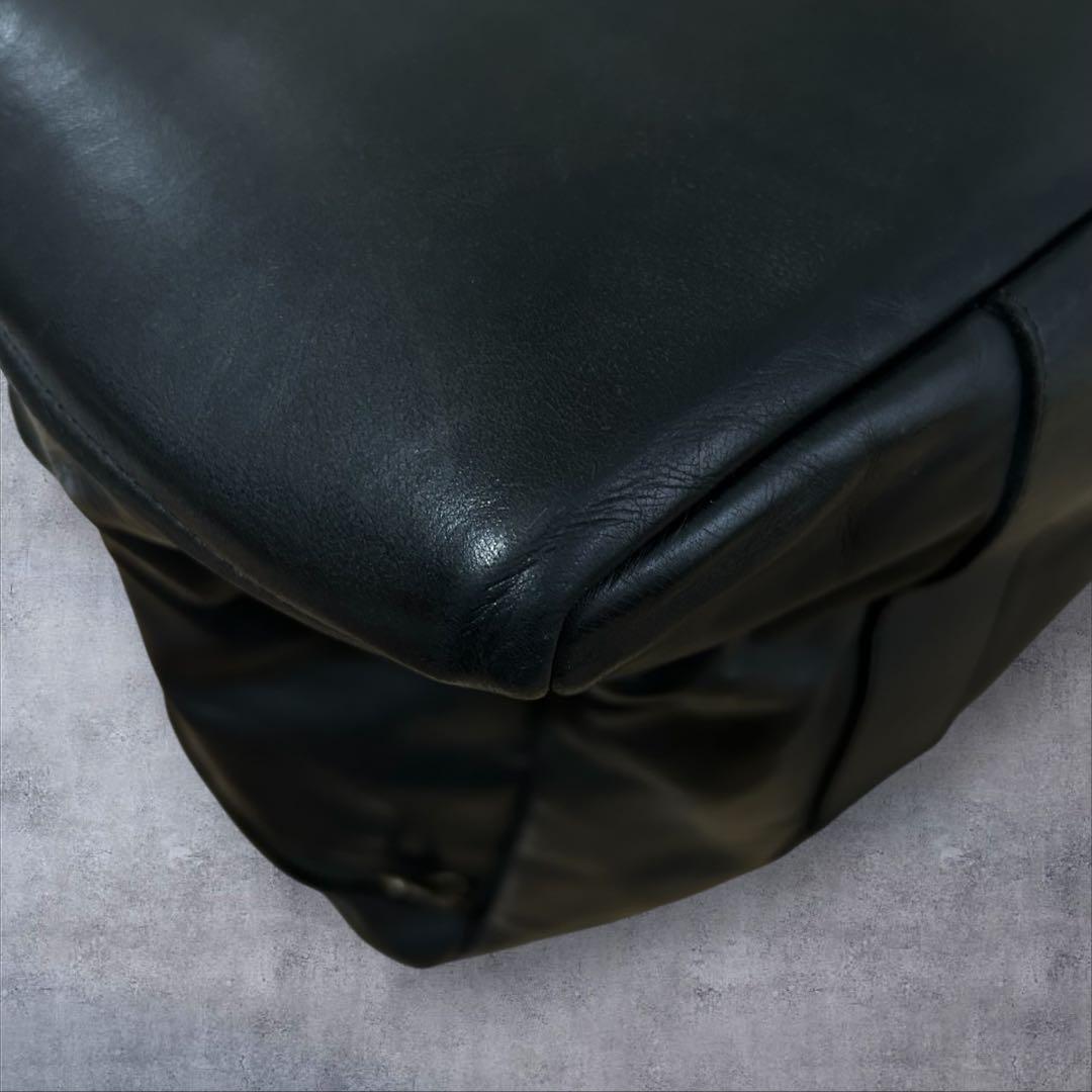 JAS M.B. real leather ボストンバッグ ririジッパー 黒