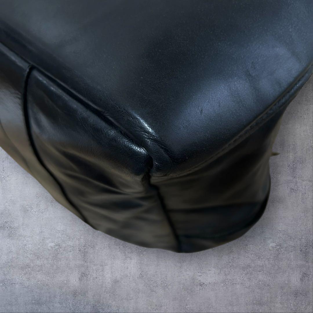 JAS M.B. real leather ボストンバッグ ririジッパー 黒