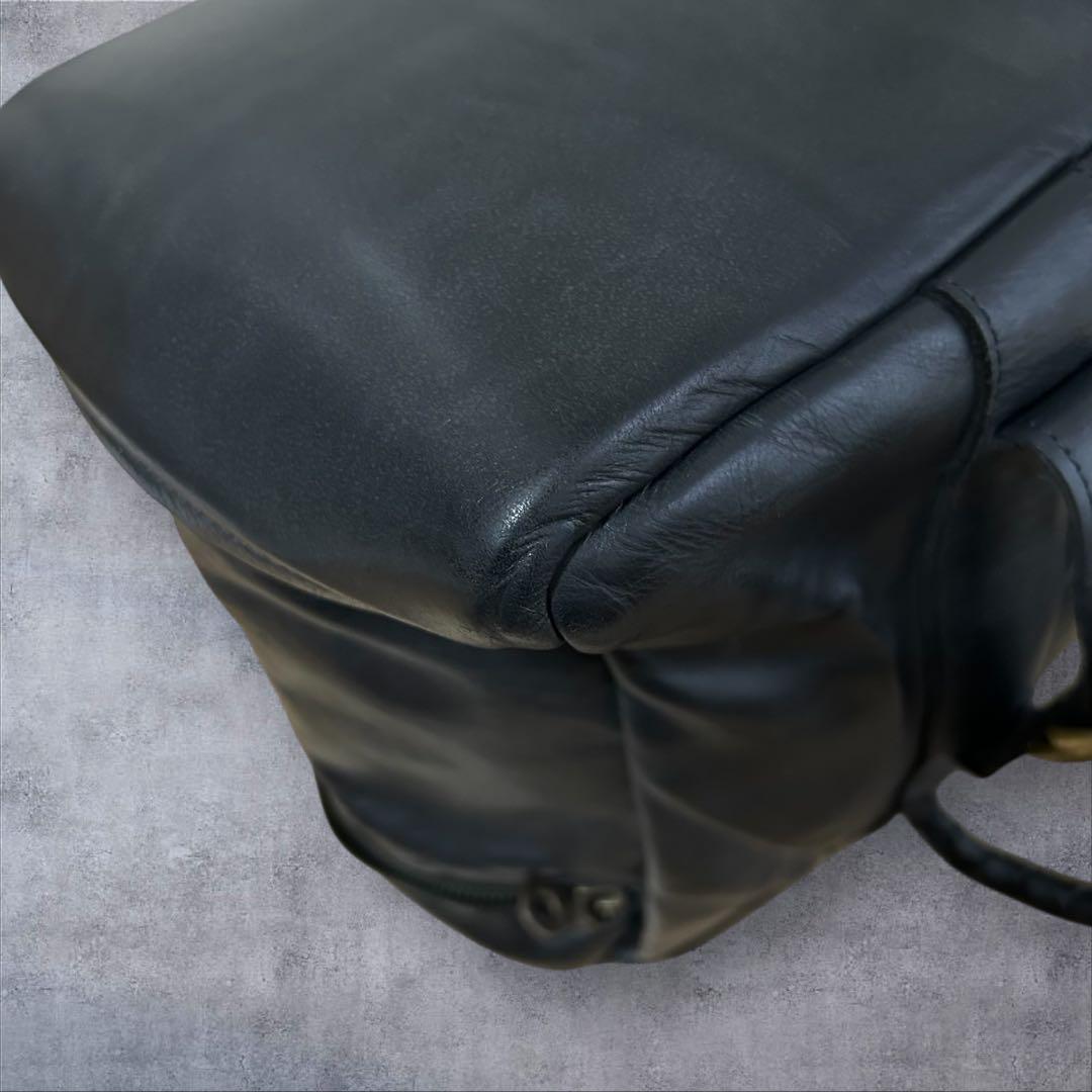 JAS M.B. real leather ボストンバッグ ririジッパー 黒