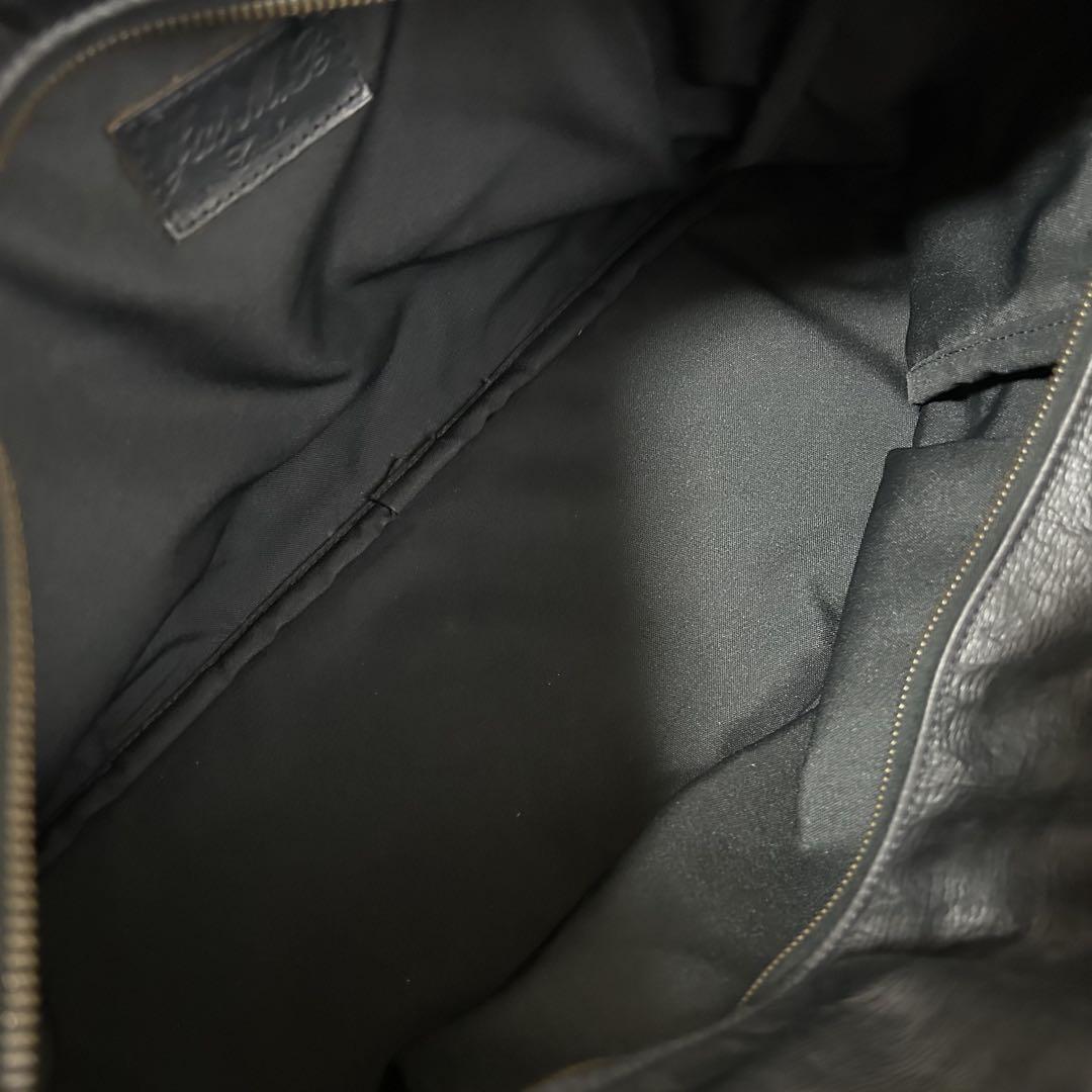 JAS M.B. real leather ボストンバッグ ririジッパー 黒