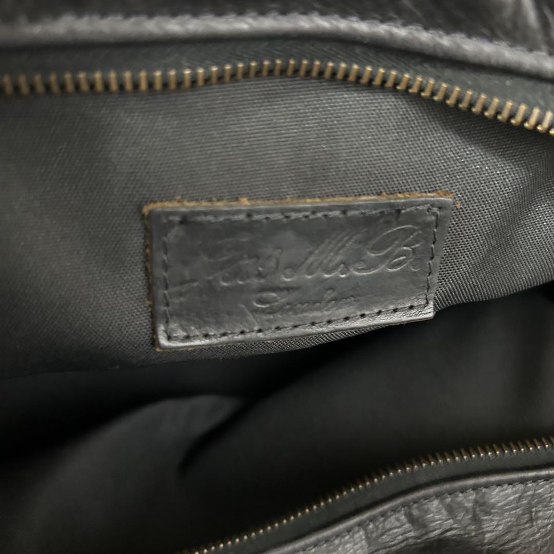 JAS M.B. real leather ボストンバッグ ririジッパー 黒