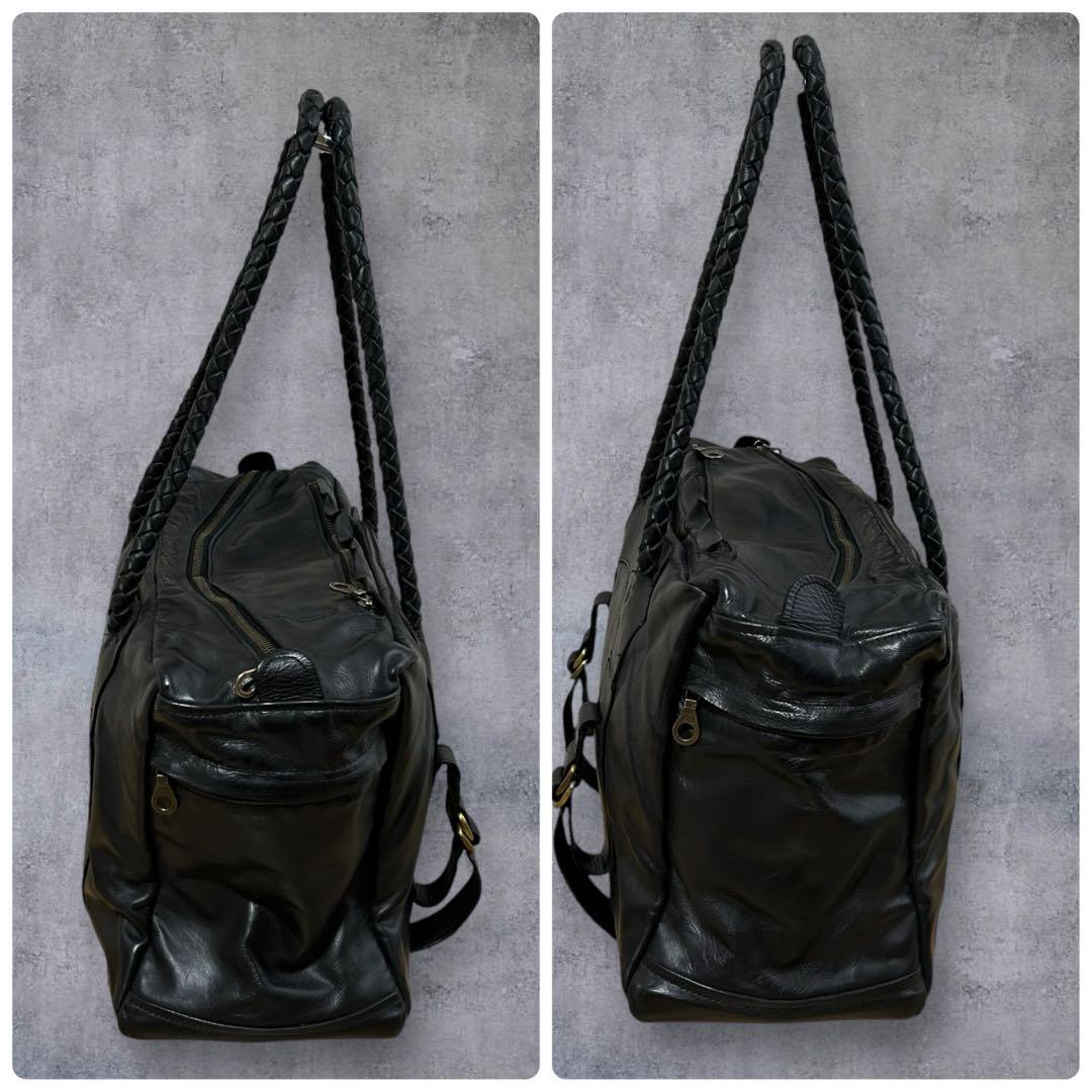 JAS M.B. real leather ボストンバッグ ririジッパー 黒