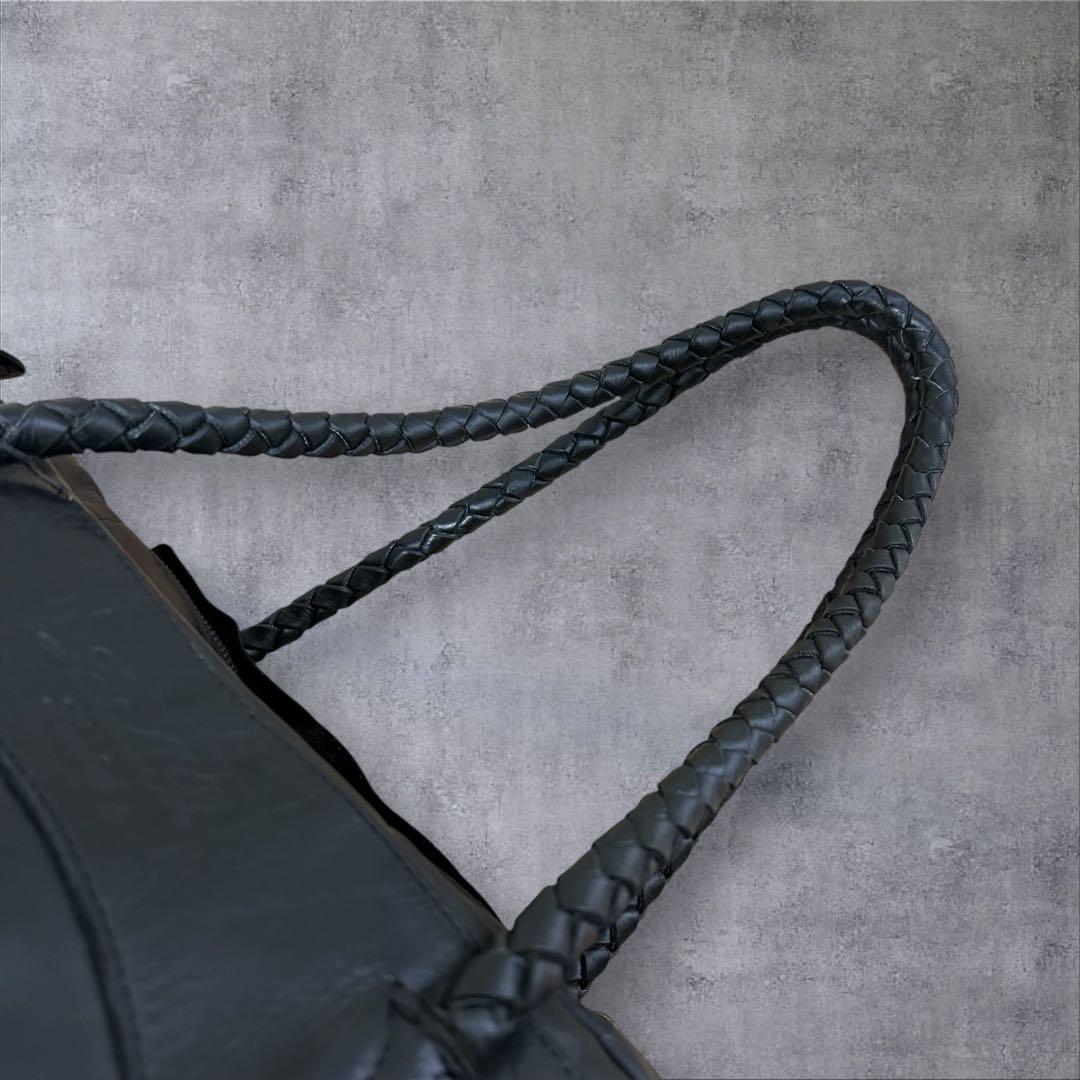 JAS M.B. real leather ボストンバッグ ririジッパー 黒