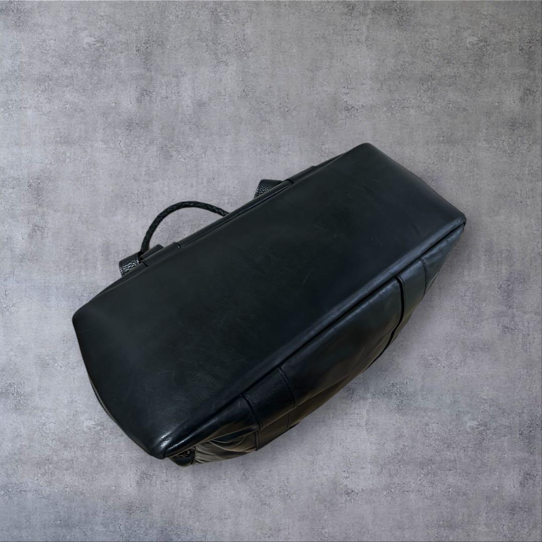 JAS M.B. real leather ボストンバッグ ririジッパー 黒