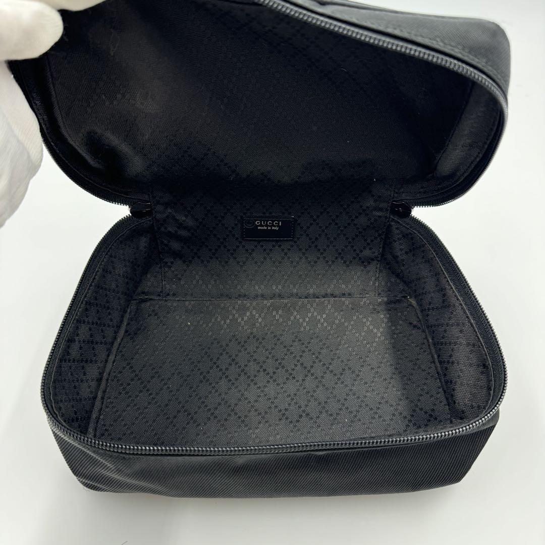 【美品】GUCCI グッチ バンブー バニティバッグ ナイロン×エナメル