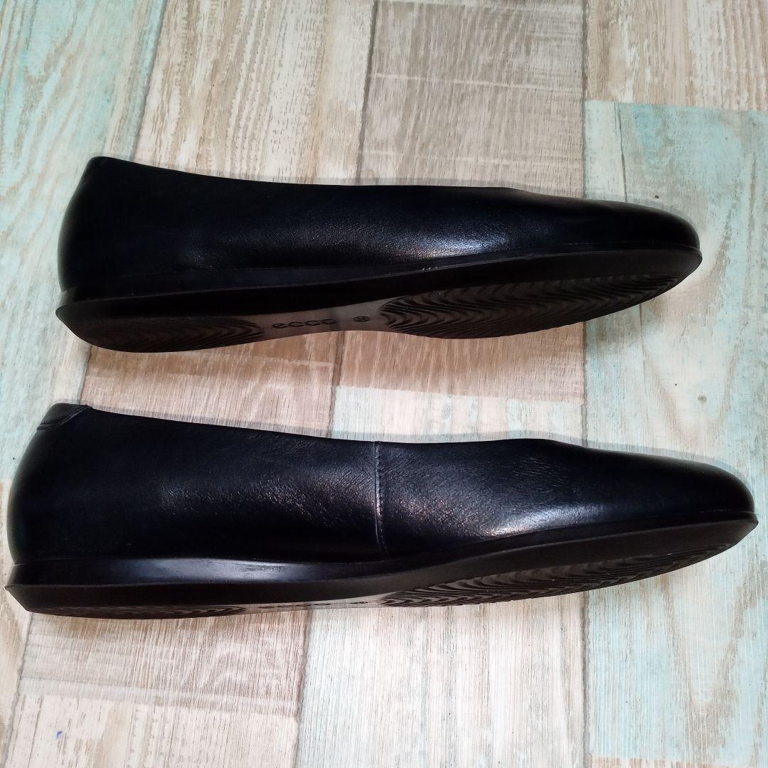 美品　エコー　22.5　パンプス　レザー　ブラック　フラットシューズ　ecco