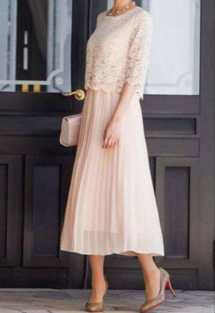 新品　niana ニアナ　総レースプリーツスカート結婚式ワンピースドレス　3L