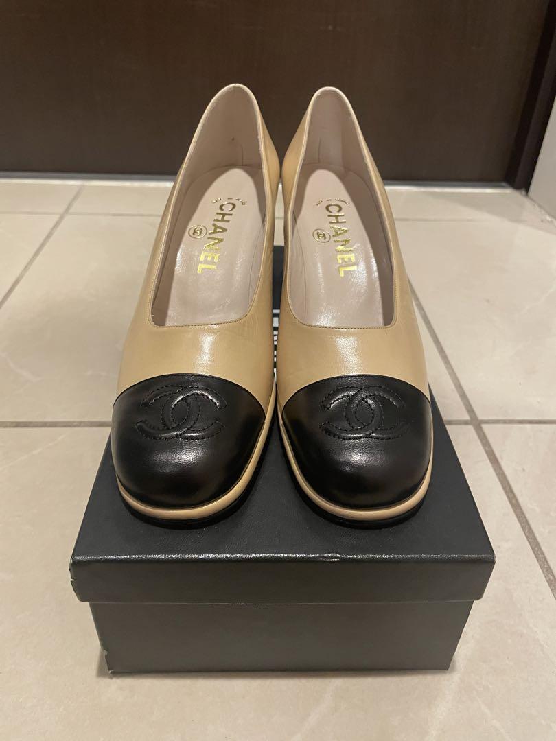 CHANEL バイカラー　レザー　パンプス　シャネル