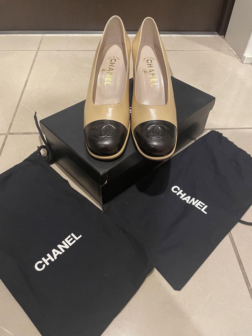 CHANEL バイカラー　レザー　パンプス　シャネル