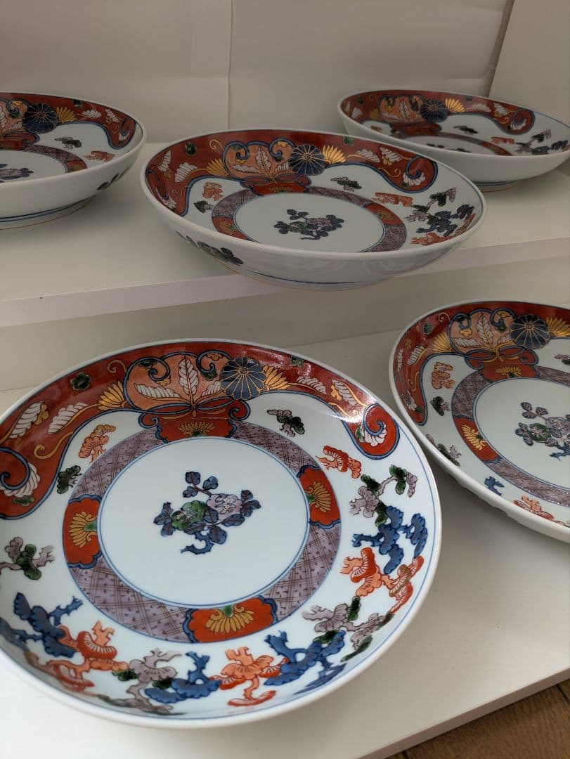 源右衛門窯 染錦 古伊万里風松絵 5枚セット