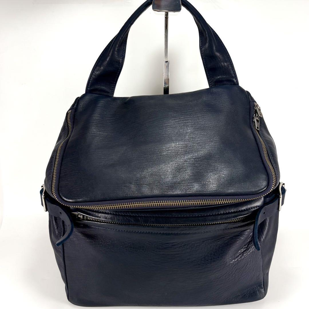 美品⭐️ヨウジヤマモトプールオム 2way ショルダーバッグ レザー ネイビー