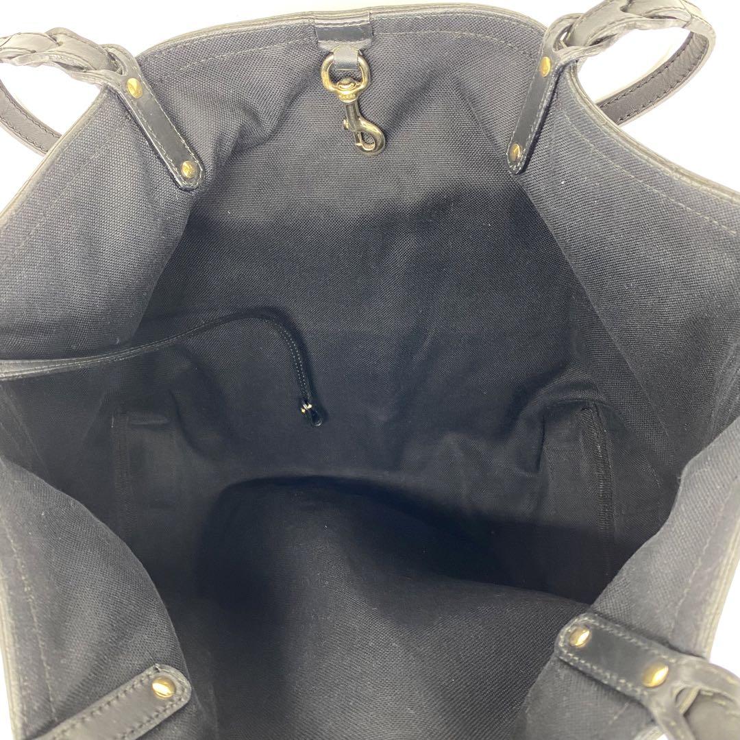 GUCCI グッチ トートバッグ GGキャンバス ブラック レザー ポーチ付き