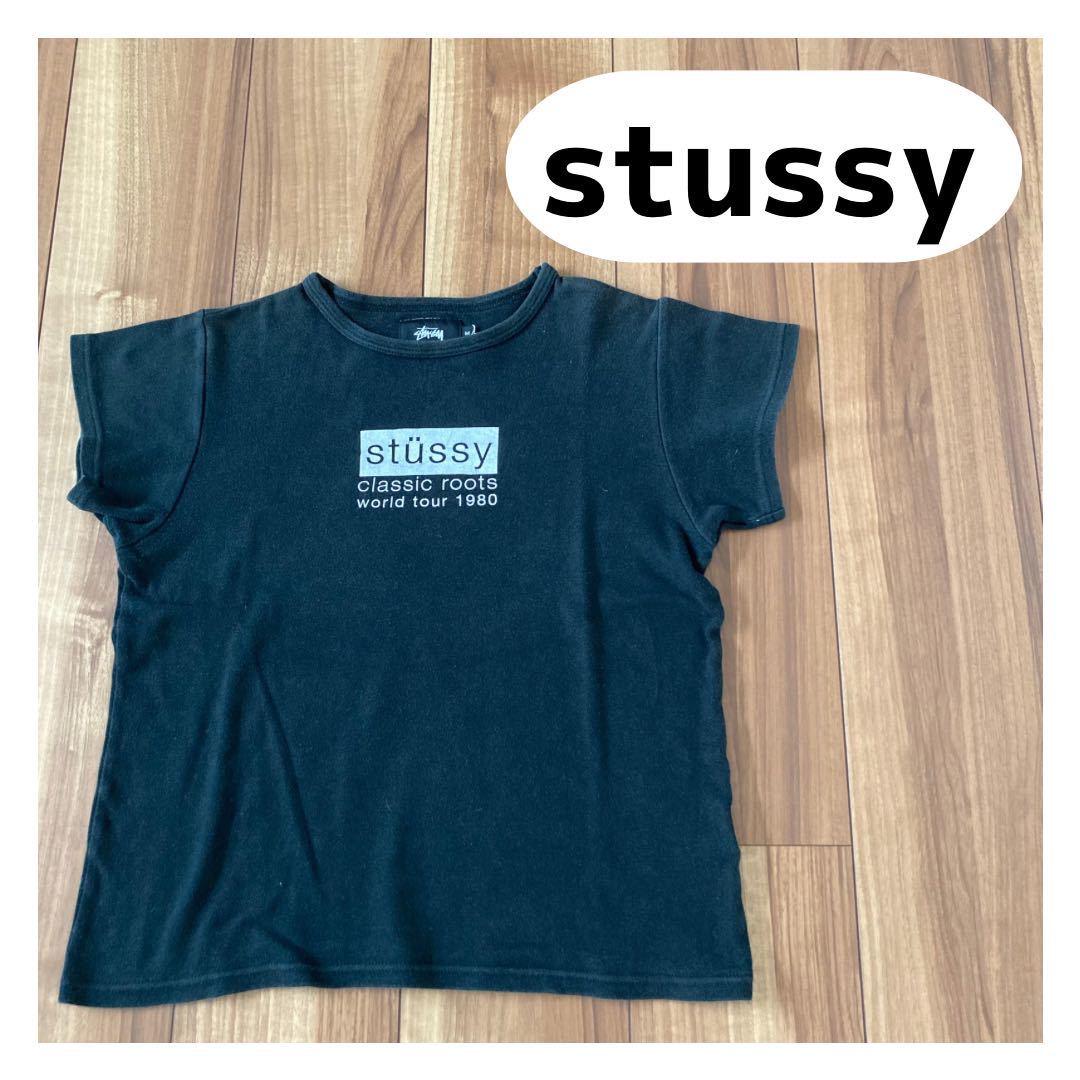 ステューシー 半袖 Tシャツ プリントロゴ ストレッチ ブラック サイズM