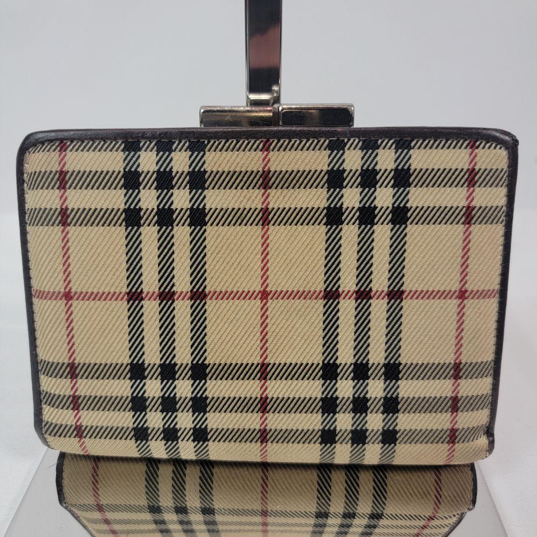 良品　Burberry バーバリー　ノバチェック柄　二つ折り財布　がま口 Burberry バーバリー ノバチェック がま口 長財布 二つ折り