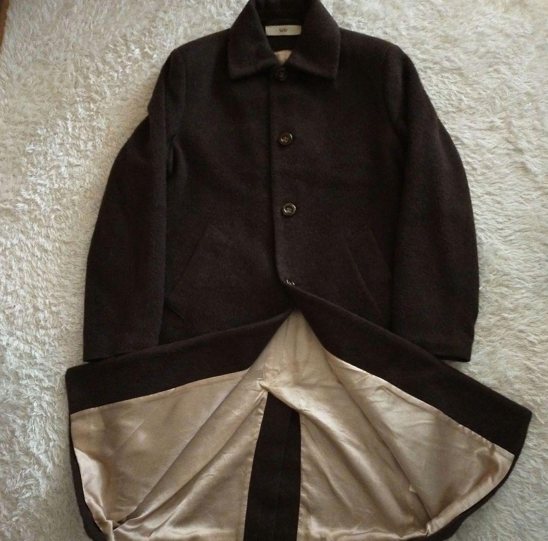 【L】SEFR 22AW BROWN MOHAIR ESCO COAT