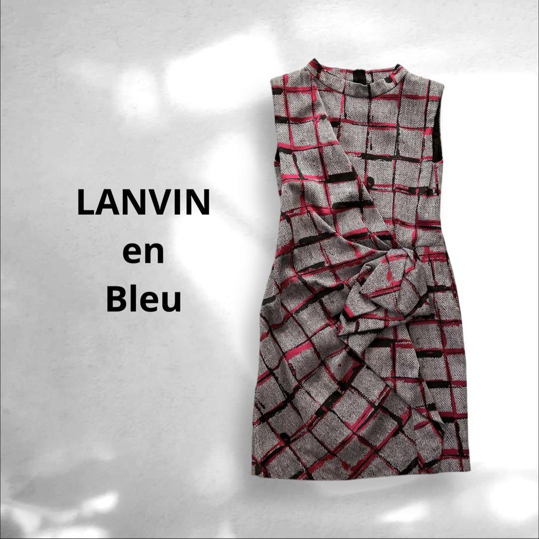 LANVIN en Bleu ランバン ワンピース シルク混 ノースリーブワンピース