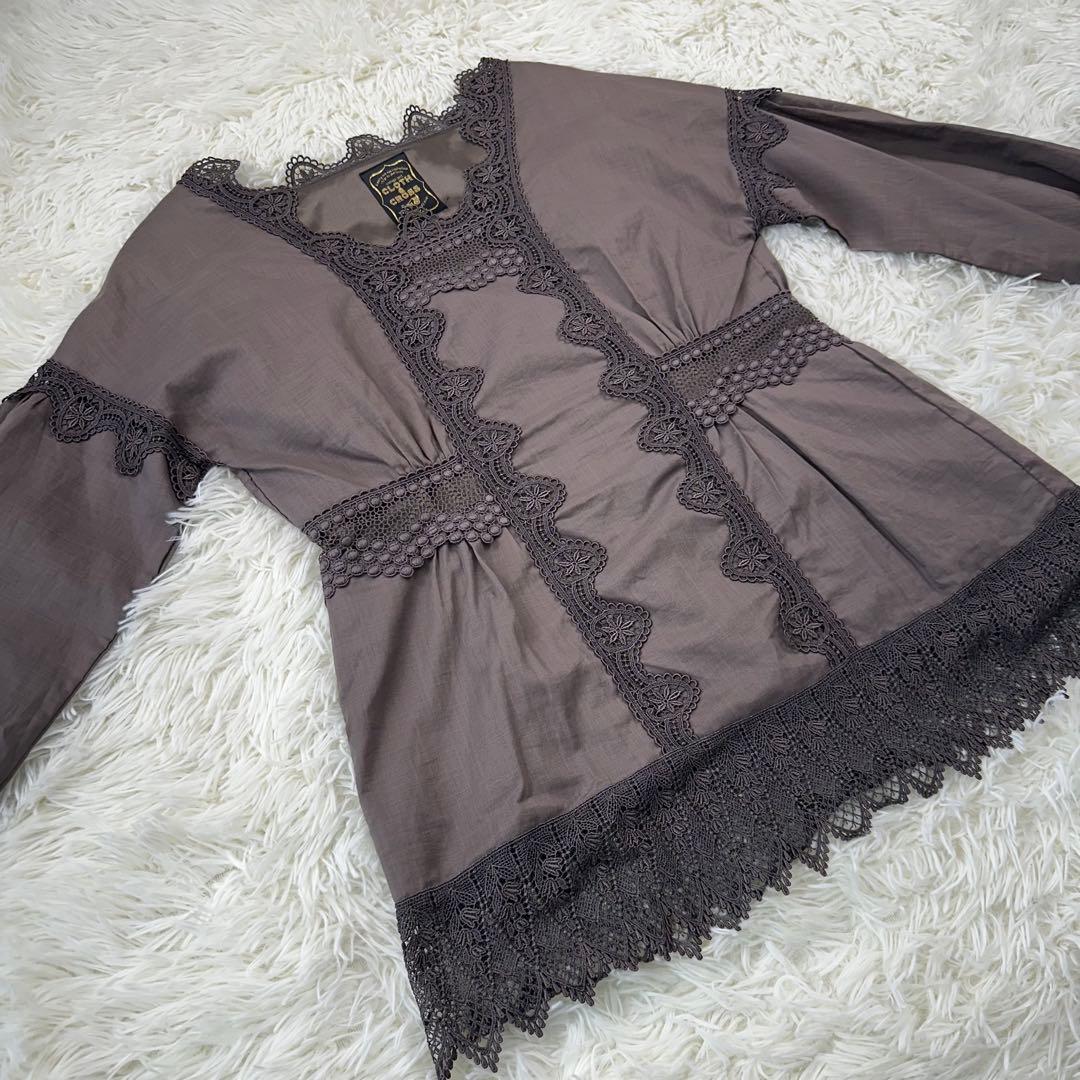 新品タグ付き クロス&クロス ハグオーワー レース切り替えブラウス