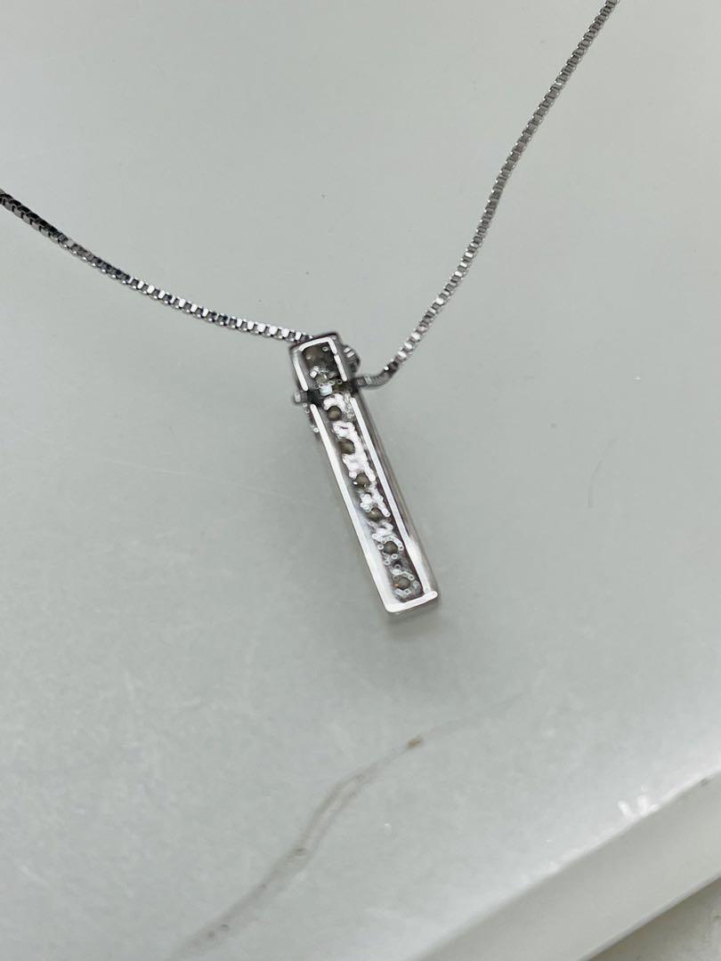 K10WG・ダイヤ付きネックレス・1.6グラム・0.04ct・中古品