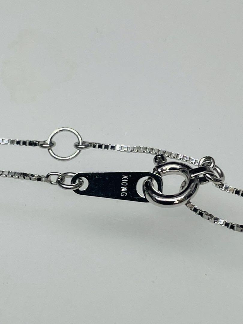 K10WG・ダイヤ付きネックレス・1.6グラム・0.04ct・中古品