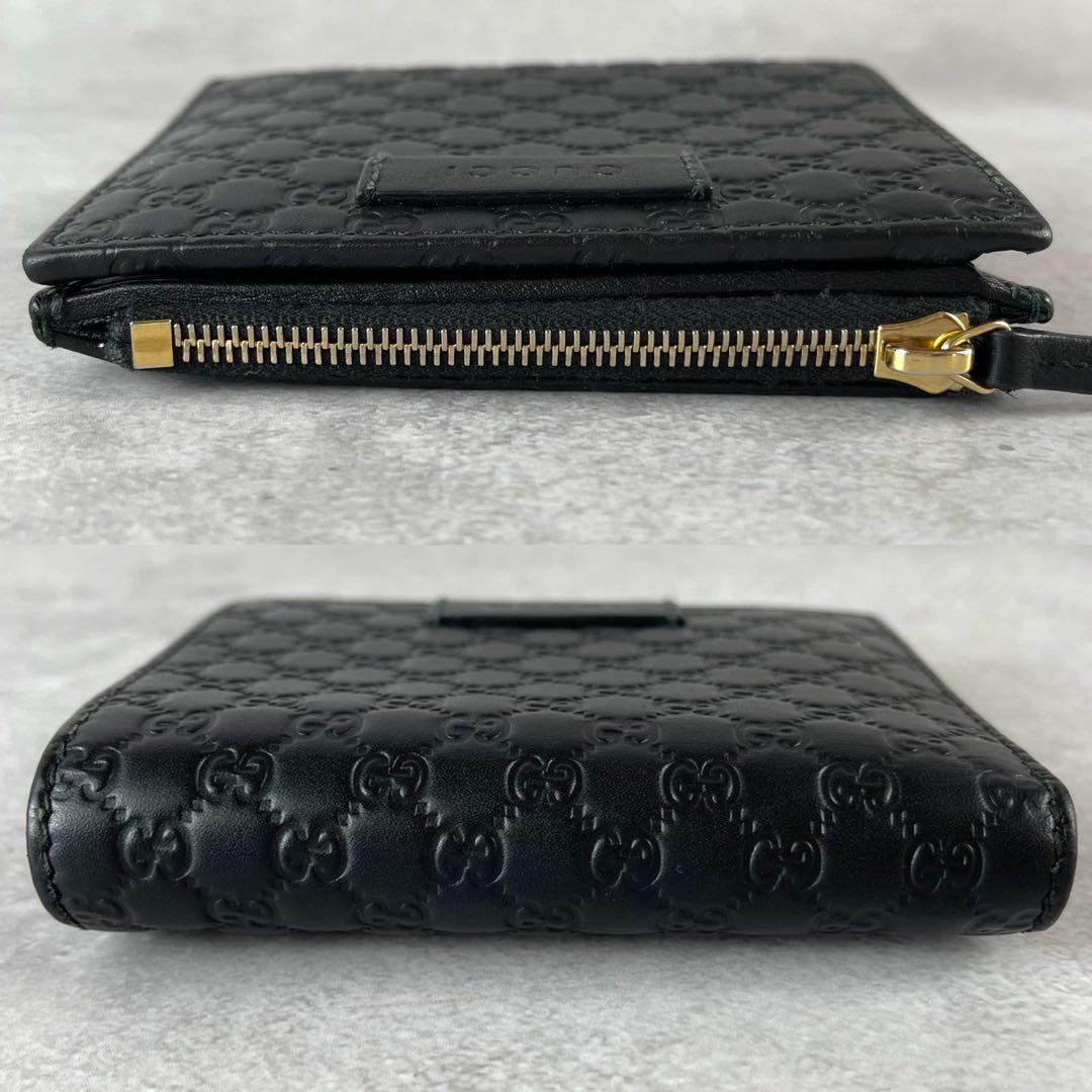 ✨箱付き・未使用に近い✨　グッチ　二つ折り財布　マイクロシマ　GG レザー GUCCI グッチ 二つ折財布 シマ レザーGG 本革 小銭入れ