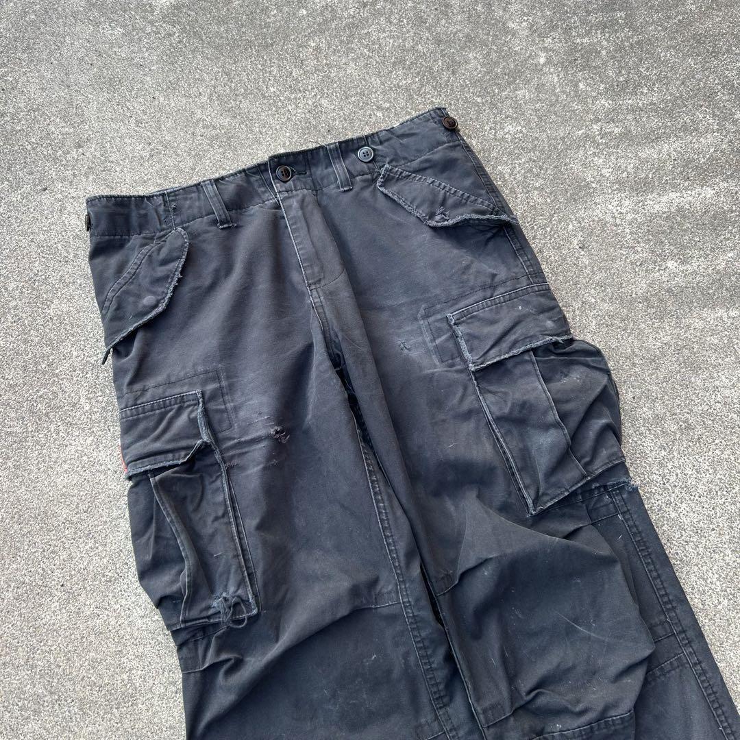 90s 雰囲気系 ワイドカーゴパンツ usa古着 ブラック 襤褸 vintage