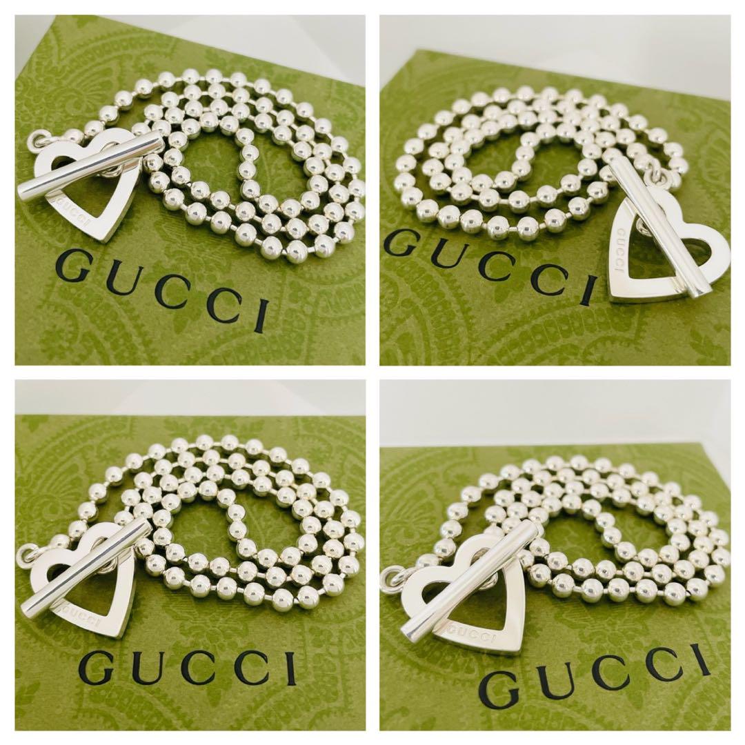極美品★GUCCI グッチ ネックレス ボールチェーン ハート トグル シルバー